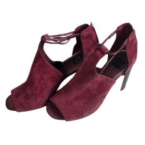 White House Black Market Wine Red Suede Ankle Strap High Heels